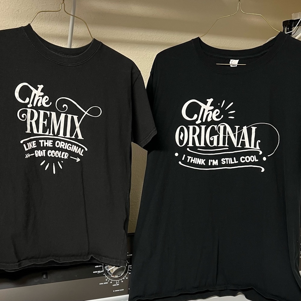Matching T-shirt set Adult XL&Kid Youth L Gildan Softstyle BlackWhite $9 for 2